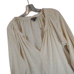Style & Co Womens Ivory Cotton Modal V-Neck Boho Peasant Blouse Large SP24